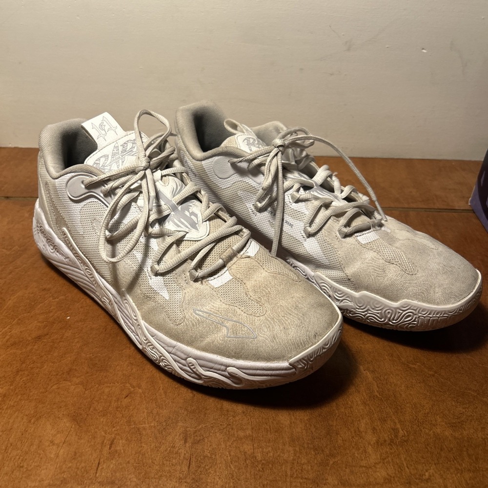Puma LaMelo Ball MB.03 Lo White Grey Fog Basketball Men's Size 12